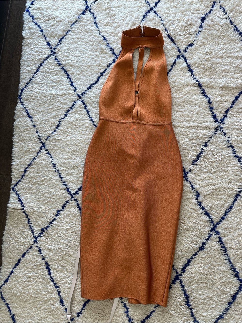 House of CB Rust Halter Midi Dress with Keyhole